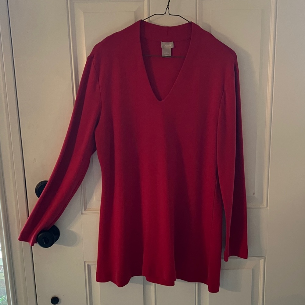 ❤️Chicos Red Tunic Top Valentine’s Day Excellent Condition! Sz 1 Medium